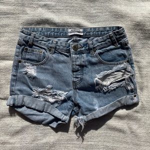 Oneteaspoon Chargers distressed denim short sleeve 26